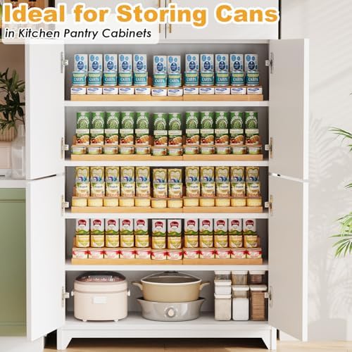3-Tier Extra-Long Expandable Bamboo Can Rack for Pantry, Holds 45 Cans - Image 5