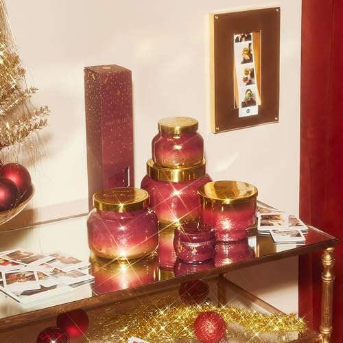 Capri Blue Tinsel & Spice Scented Candles for Home - Glimmer Inverted Jar Candles - Soy Candles - Holiday Candle with Mulberry & Gold Ombre Glass Holder (10 oz) - Image 4