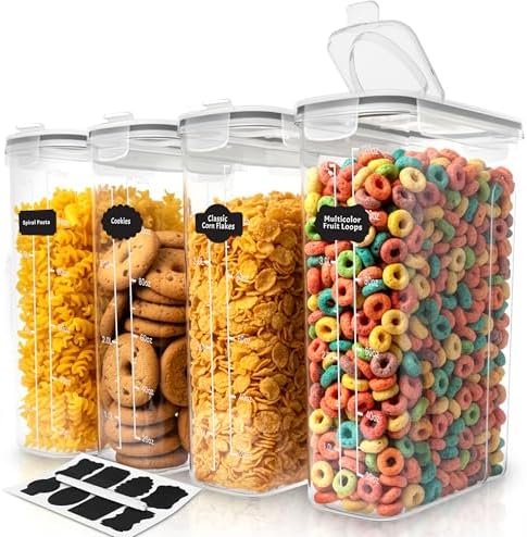Utopia Kitchen Cereal Containers Storage Set with Lids, 4 Pack, 4L (135 Oz) by UTOPIAKITCHEN