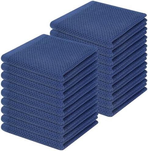 Homaxy 100% Cotton Waffle Weave Kitchen Dish Cloths 18-Pack, Navy Blue by Homaxy