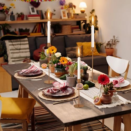 ChefBee 3PCS Gold Tall Taper & Pillar Candle Candlestick Holder - Image 6