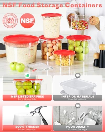 2QT&4QT 4PCS NSF Commercial Clear Food Storage Containers with Lids(RED) - Image 5