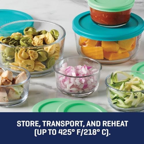 Anchor Hocking 12 Piece Glass Storage Containers with Lids (6 Glass Food Storage Containers & 6 Mixed Blue SnugFit Lids) - Image 3