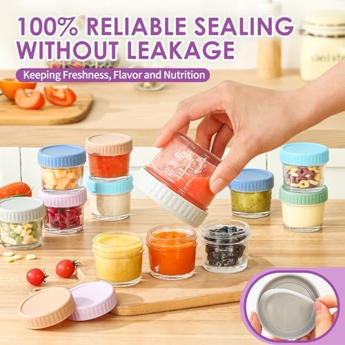 DRKIO 12 pcs Baby Food Storage Containers 4 Oz Small Glass Jars with Lids - Image 4