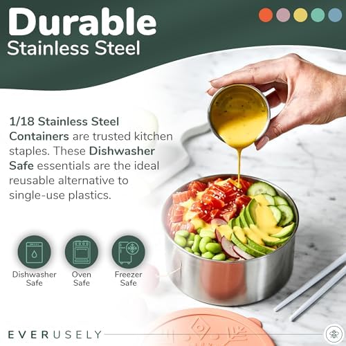 Microwavable Stainless Steel Food Containers, Lunch Boxes, Set of 5, Bright - Image 6