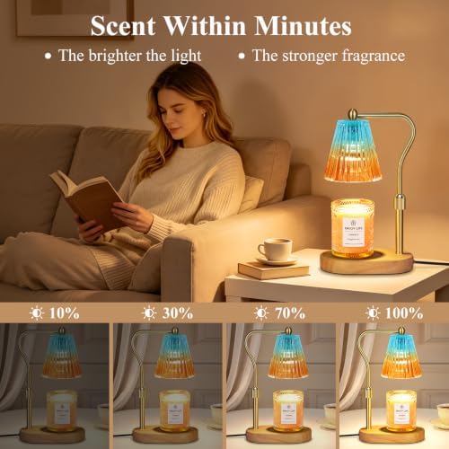 seenlast Blue Red Candle Warmer Lamp with Timer Dimmer Adjustable Height,Mothers Day Gifts,Electric Wax Warmer Vintage Home Decor for Scented Jar Candles,Birthday Gifts for Women - Image 5