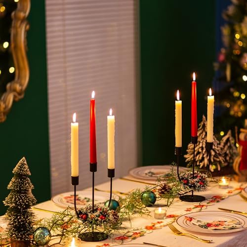 Sziqiqi Black Candelabra Candle Holders Set of 2, 3 Arm Candelabra - Image 2