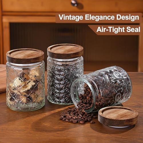 2-Pack 34 OZ Vintage Glass Jar with Lid, Airtight Food Storage Canisters with Bamboo for Kitchen Counter Pantry, Ideal for Coffee, Candy, Tea, Oats, Sugar, Cookies Decorative Jars - Image 5
