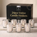 LETINE 24pcs Silver Votive Candle Holders – Glass Tea Light Candles Holder, Standard Votive Size for Regular Votive Candles – Bulk Candle Holder for Party Decoration, Bridal Shower, Holiday by LETINE