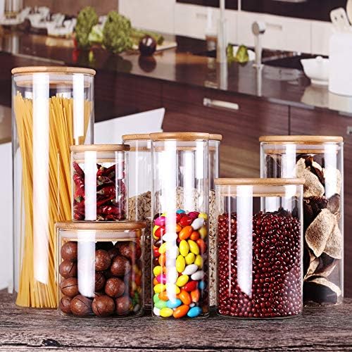 Glass Rice Storage Containers, 60 FL OZ (1800ml) Kitchen Food Jars with Airtight Lid, Stackable Clear Pantry Canister for Coffee Bean, Pet Treat, Flour, Loose Tea and More - Image 6