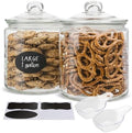 KooK Glass Kitchen Jars, Food & Cookie Storage Containers for Pantry, Bathroom Apothecary Canisters, Airtight Lids, Dishwasher Safe, with Chalk and Labels, 1 Gallon, Set of 2 by Kook