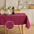 Decorelia Christmas Red Waterproof Faux Linen Rectangle Tablecloth, Spillproof Outdoor Reusable Table Cloth for Patio,Holiday,Banquet,Party,Buffet Dinner (Oblong,60 x 120 Inch (10-12 Seats),Burgundy) by Decorelia