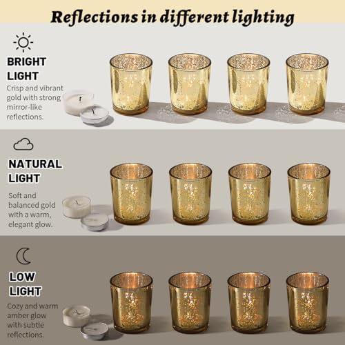 LETINE 6pcs Gold Votive Candle Holders – Tea Light Candles Holder & Standard Votive Size for Regular Votive Candles – Candle Holder for Home Decor, Garden Party Decorations, Engagement Table Decor - Image 3