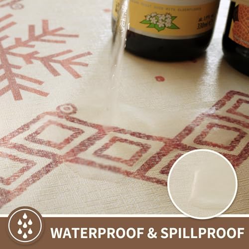 Square Table Cloth,100% Waterproof Tablecloth Oil Proof Spill Proof Vinyl Table Cloth, Wipe Clean Plastic Table Cover for Dining, Camping, Indoor and Outdoor 54" x 54",Snowflake - Image 2