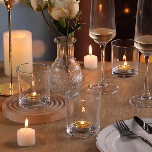 DARJEN 6 Pcs Large Clear Votive Candle Holder Tea Light Candle Holder Glass - Image 6