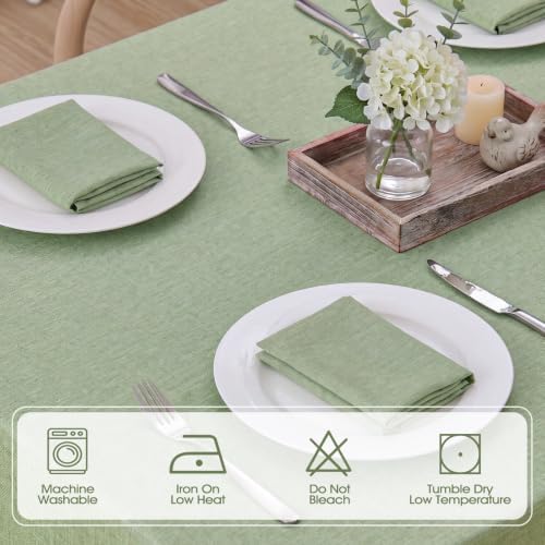 Veblandy Rectangle Tablecloth Linen Textured Waterproof & Stain Resistant Table Cloth Wrinkle Free Decorative Fabric Farmhouse Table Cover for Dining/Party/Buffet/Wedding, 60 x 144 Inch, Sage Green - Image 5