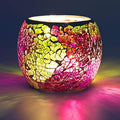 Rancco Glass Votive Candle Holder for Tealight, Romantic Mosaic Cracked Candle Holder, Candle Lamp Aromatherapy Candlescape Bowl for Valentine's Thanksgiving, Christmas Table Centerpiece, Party Decor by Rancco