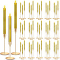 FillTouch 60 Pcs Gold Candlestick Holders with LED Flameless Candles Bulk Includes 30 Metal Candle Holders and 30 Battery Operated Candles for Wedding Table Centerpieces Home Decor(Gold) by FillTouch