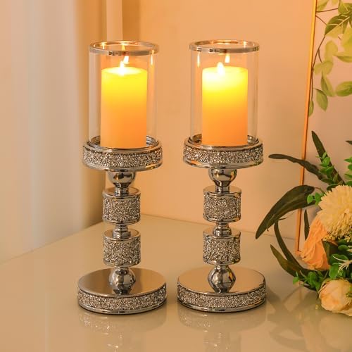 Hurricane Candle Holder, 13.5" Tall Candle Stand, Metal Pillar Holder - Image 3