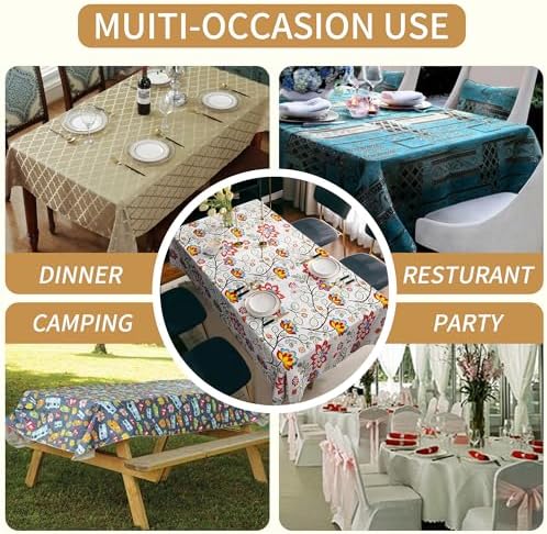 Rectangle Table Cloth,100% Waterproof Tablecloth Oil Proof Spill Proof Vinyl Table Cloth, Wipe Clean Plastic Table Cover for Dining, Camping, Indoor and Outdoor, 54"x102", Elegant Twig - Image 6