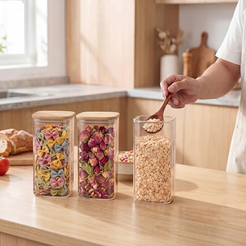 SENTVEND 51 Oz Glass Jars - 3 Pack Food Storage Containers with Lids Square - Image 5