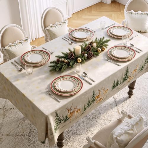 Rectangle Table Cloth,Christmas Vinyl Tablecloth, 54" x 102", Cedar - Image 7