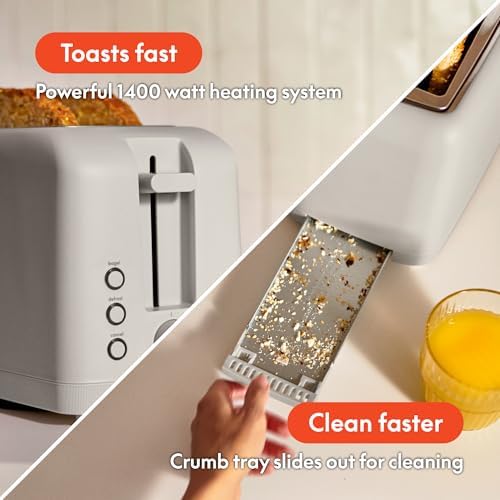 bella Fits-Anywhere™ Slim Toaster, 4 Slice Extra Long & Wide Slot, Oatmilk - Image 5