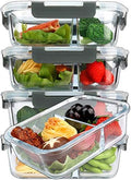 M MCIRCO 5 Pack,36 oz, 2 Compartments Glass Meal Prep Containers with Lids by MMCIRCO