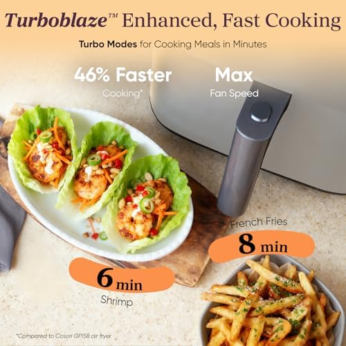 Cosori TurboBlaze 6 Qt Air Fryer, Ceramic Coating, 9-in-1, Light Gray - Image 5