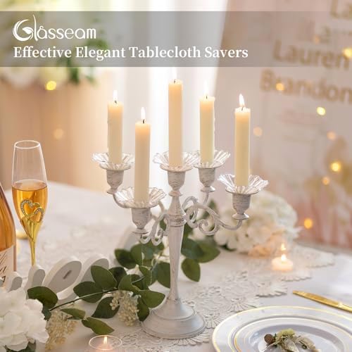 Glasseam Glass Bobeches for Candlestick, 12Pcs Ribbed Candle Drip Protector - Image 3