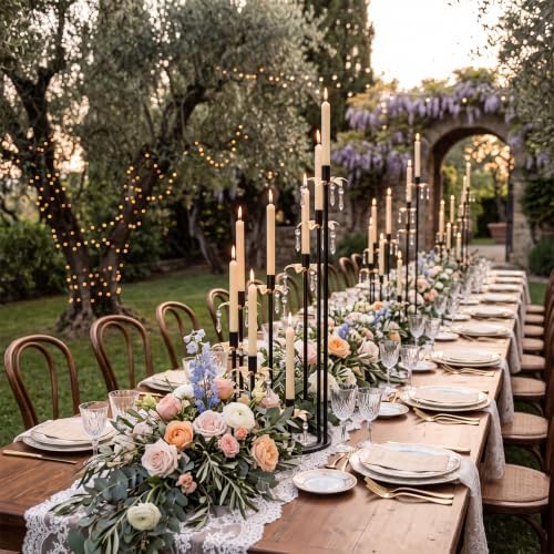 8 Arms Candelabra Candle Holder for Wedding Decorations, 33.8 inches Tall Metal Candlesticks Holder for Table Dinner Party Valentines Day Fireplace Decoration (4, Black&Gold Set) - Image 5