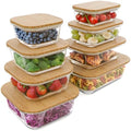 Verel Glass Food Storage Containers with Bamboo Lids (Assorted Sizes, 8 Pack) Eco Friendly Meal Prep Containers Airtight – Plastic Free, BPA Free by Verel