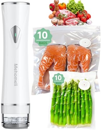 Mehomeli Compact Handheld Vacuum Sealer for Food with 20 Reusable Bags by Mehomeli