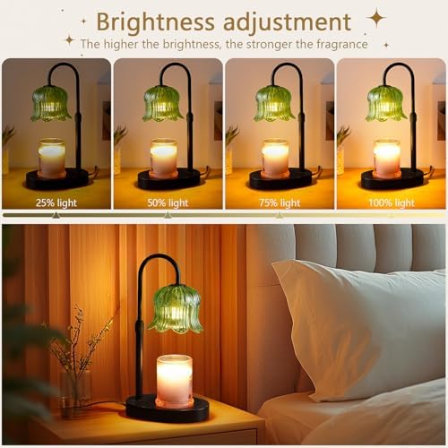 CRMILL Candle Warmer Lamp Electric Timer - House Gifts New Home Bedroom Decor Candle Lamps Green Candle Lights - Image 3