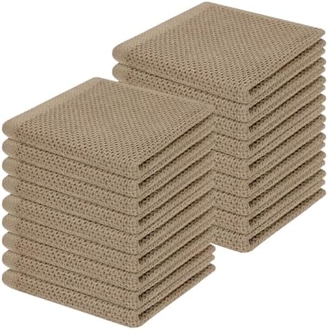 Homaxy 100% Cotton Waffle Weave Kitchen Dish Cloths 18-Pack, Tan by Homaxy