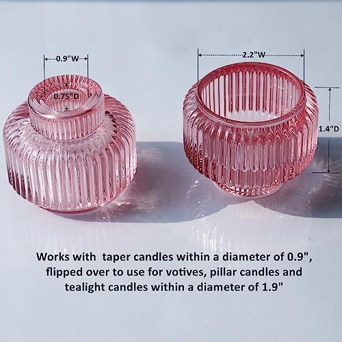 Woho Pink Candlestick Holders Set of 4, Taper Candle Holders for Birthday - Image 6