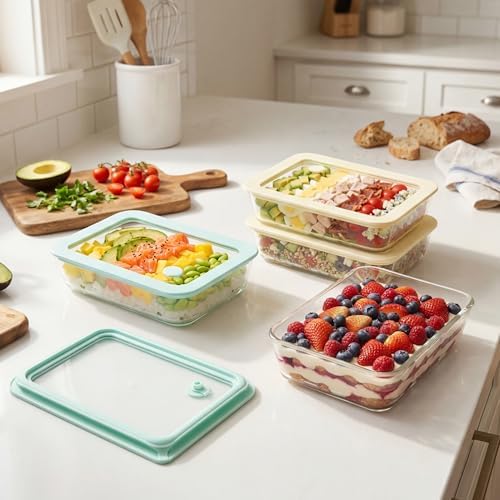 Urban Green Glass Food Container Set with Glass Lid, 4 Pack, Food Storage Containers with Airtight Lid, LeakProof, 100% Plastic Free, Meal Prep Container Set - Image 7