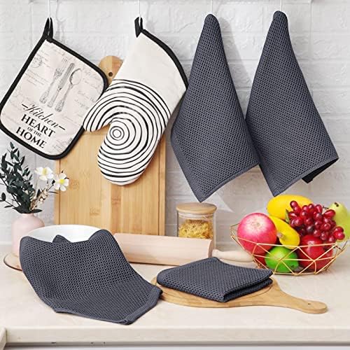 Homaxy 100% Cotton Waffle Weave Kitchen Dish Cloths 18-Pack, Dark Grey - Image 6