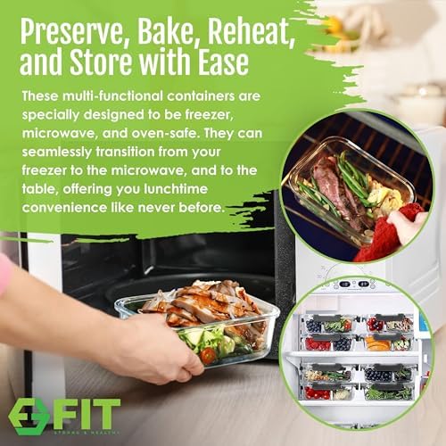 Glass Meal Prep Containers 1 & 2 & 3 Compartments, Airtight, 35 oz, 3 Pack - Image 5