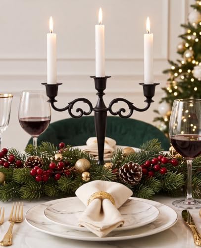 Black Candelabra Halloween 3 Arm Matte Gothic Taper Candle Holder - Image 6