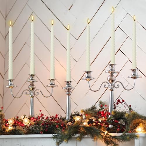 WPONSZU 10 Inch Ivory Spiral Taper Candle Set of 12 Pack Unscented Dripless Candlesticks for Valentine's Day,Dinner,Party,Brithday,Wedding,Christmas,and Home Decoration - Image 4