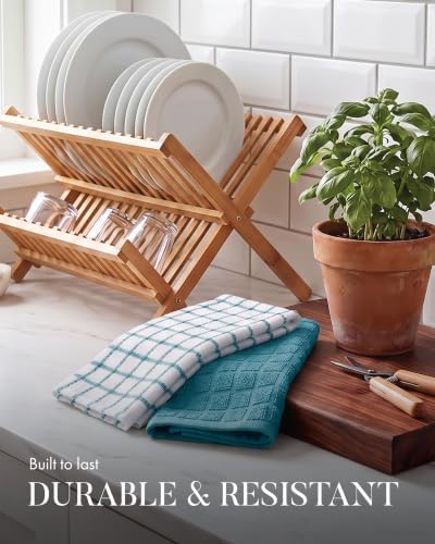 Bumble Dish Cloths (6-Pack), 100% Cotton Kitchen Towels, 12"x12" - Aqua - Image 6