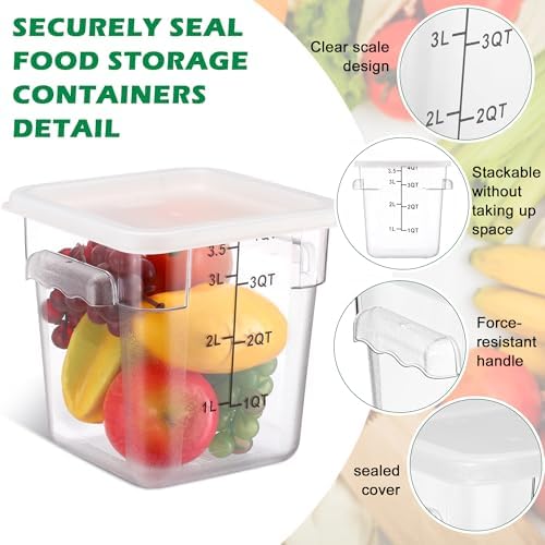 Yungyan 6 Pcs Commercial Clear Food Storage Containers 4 Qt Square Acrylic Airtight Food Storage Containers with Lids for Kitchen Restaurant Pantry Freezer Flour Sugar (White) - Image 3