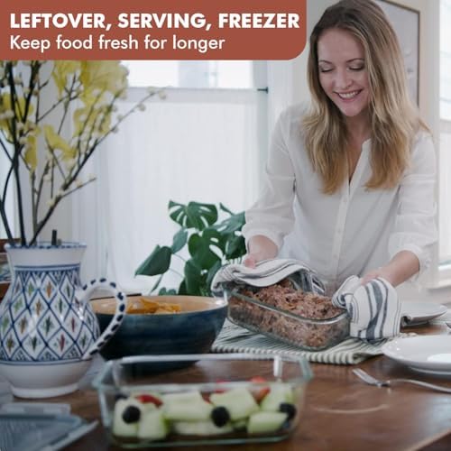 Razab 10 Cups/ 80 Oz 4 Pc (Set of 2) Glass Food Storage Containers with Airtight Locking Lids For Storing & Serving Food. BPA Free & Leak Proof - Microwave, Dishwasher, Fridge, Freezer, Oven Safe - Image 2
