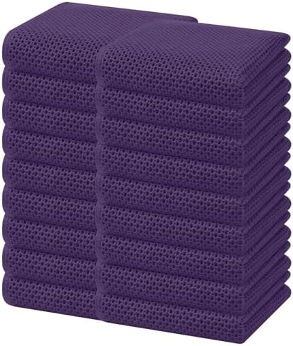 Homaxy 100% Cotton Waffle Weave Kitchen Dish Towels 18-Pack, Eggplant by Homaxy