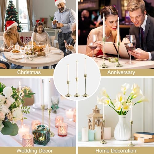 Candlestick Holders 6PCS, Metal Taper Candle Holder, Gold Candle Holders for Pillar Candles, Candle Holder for Wedding Fireplace Mantel - Image 4