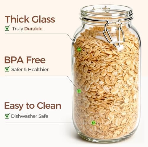 ComSaf Large Glass Jars with Airtight Lids 71 oz 3 Pack Pantry Organization - Image 5