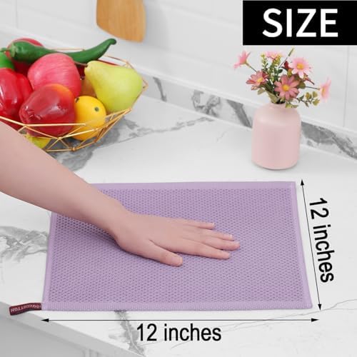 Homaxy 100% Cotton Waffle Weave Kitchen Dish Cloths 6-Pack, Lavender - Image 5