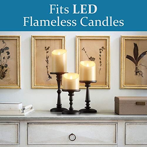 Candle Holders Set of 3 Matte Black, 6, 8,10" Tall Metal for Pillar Candles - Image 4