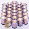 LETINE 36pcs Purple Votive Candle Holders – Glass Tea Light Candles Holder, Standard Votive Size for Regular Votive Candles– Bulk Candle Holder for Party Decoration, Bridal Shower, Home Decor by LETINE